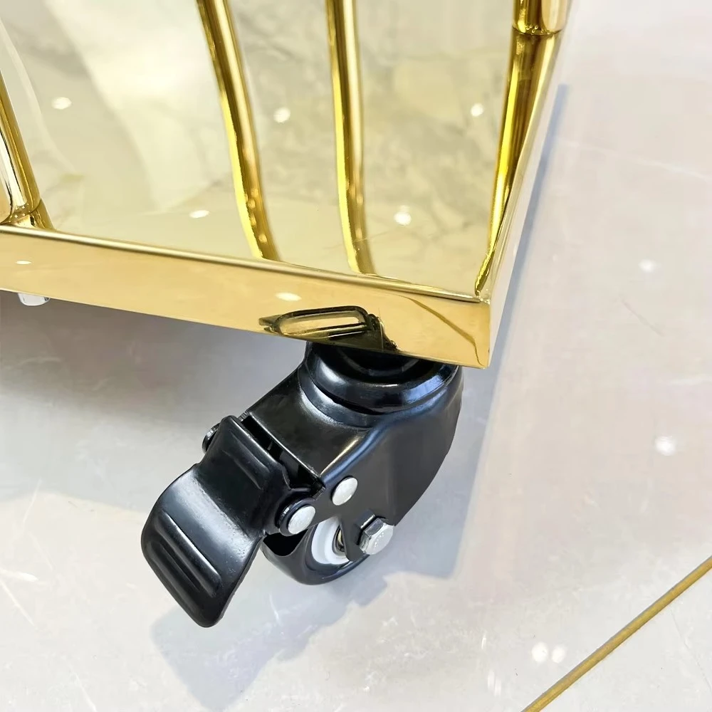 Custom Boutique Stainless Steel Gold Metal Hanger Organizer Clothes Hanger Storage Rack With Wheels