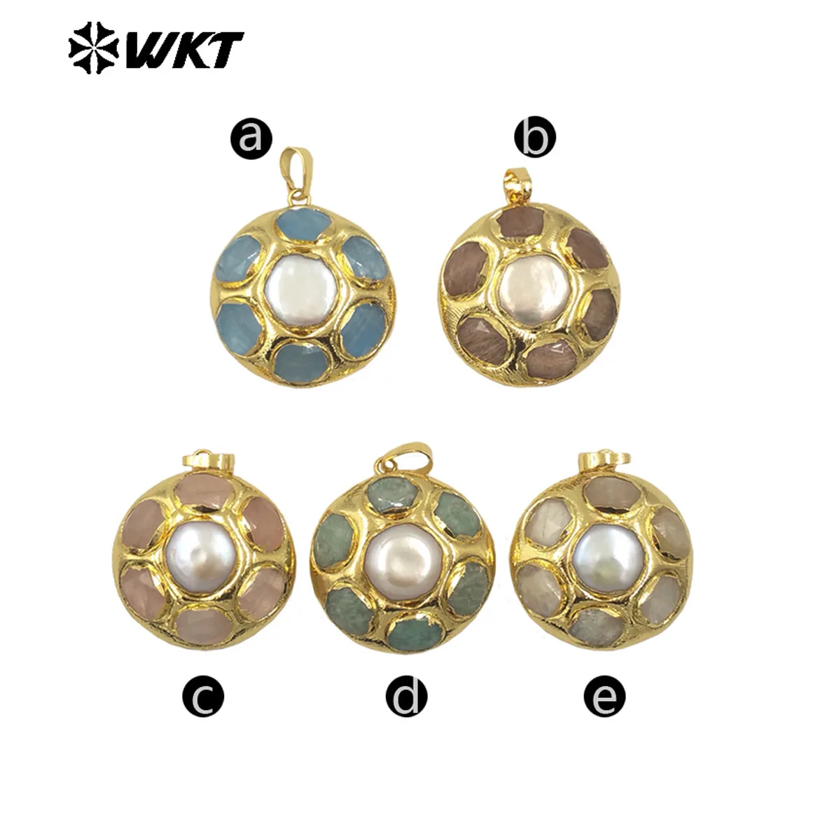

WT-JP411 Versatile Natural Stone Pearl Round Shape Pendant With Real Gold Plated For Friends Birthday Gifts