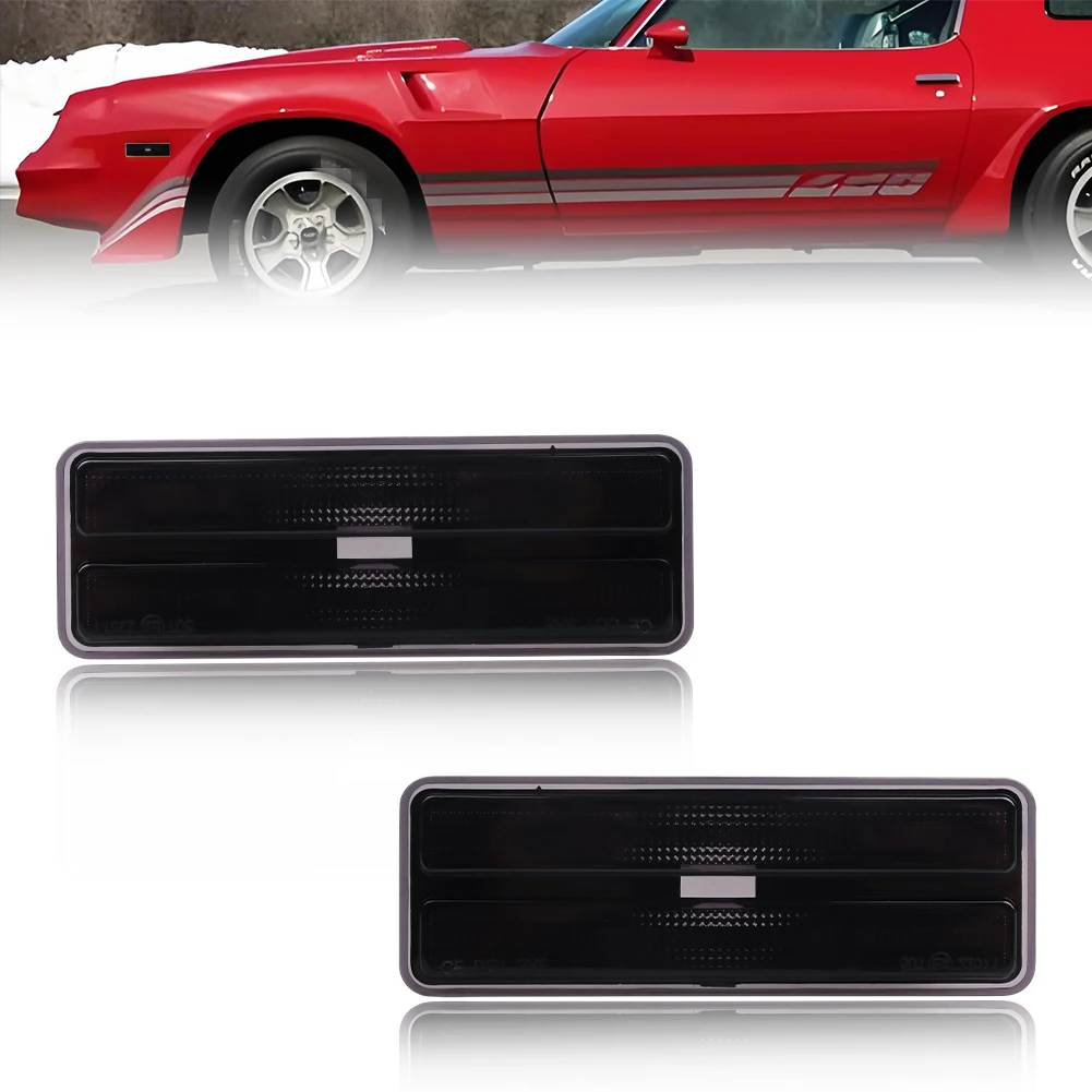 2PCS Front Bumper Side Marker Light Turn Signal Light Reflector Light Fender Light Cover For 1978 1979 1980 1981 Chevrolet Camaro Z28 No Bulb/Socket Included