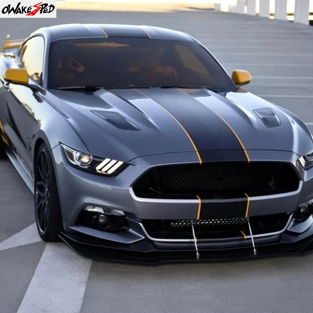 

3Pcs Car Stickers Graphics Stripes Kit Vinyl Tuning Cover For Ford Mustang GT500 GT350 GT Auto Hood Bonent Roof Tail Decor Decal
