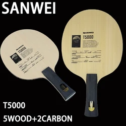 Original Sanwei T5000 Table Tennis Blade 5 Wood & 2 Carbon Professional Offensive Ping Pong Racket for Teenagers Fast Attack Arc