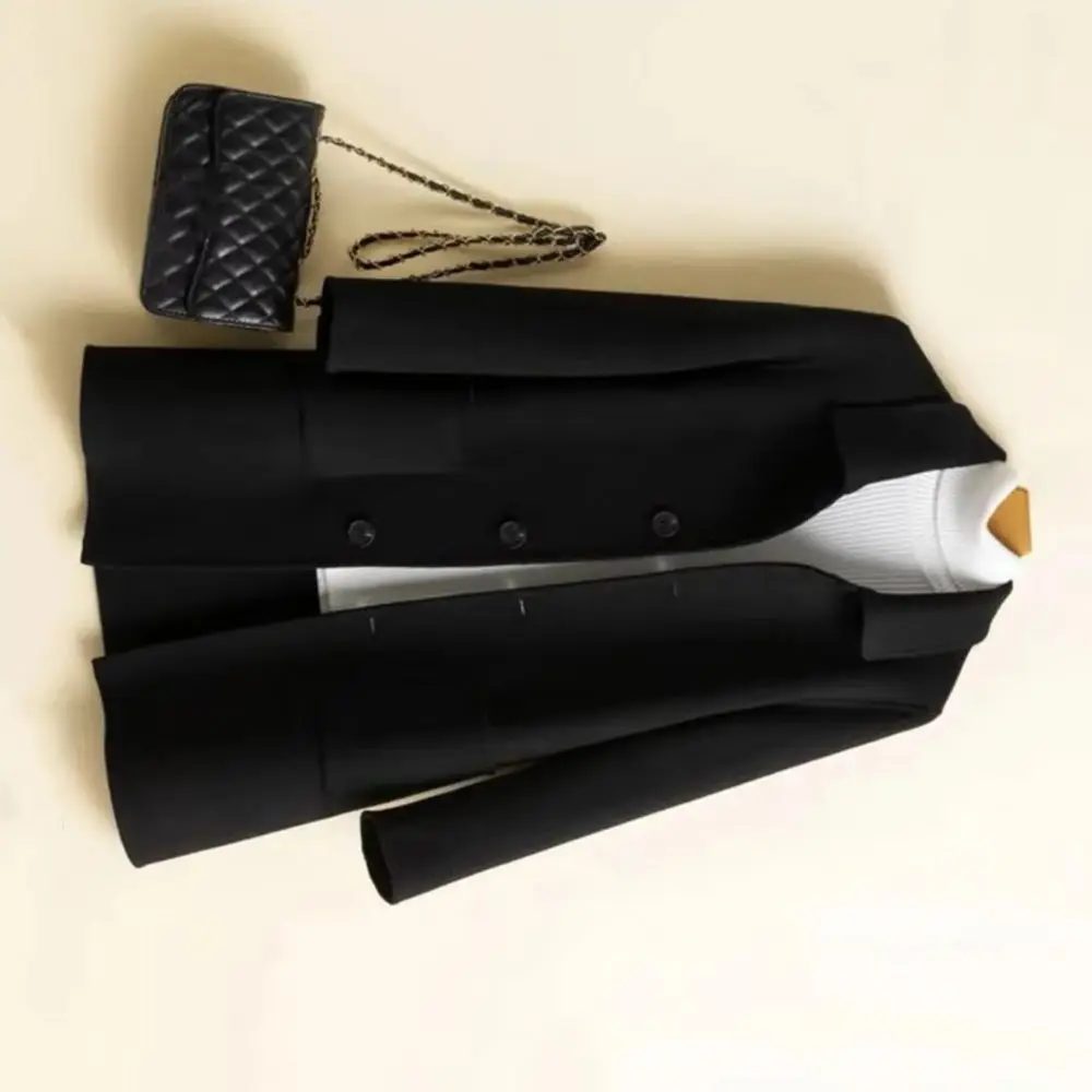 

Шерстяная куртка с лацканами, темпераментное пальто, весенне-осенний кардиган средней длины, женское шерстяное пальто, 2025 элегантное женское шерстяное пальто