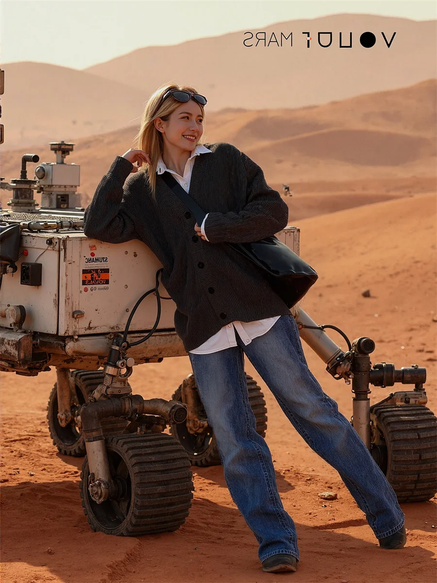 

Кардиганы 2025 года, свободные однобортные вязаные свитера с v-образным вырезом, джемперы, одежда для женщин осенью, трикотаж с сложенными деталями Raw OL