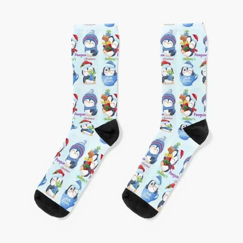 

Funny Christmas penguin Socks gym Non-slip hockey gift Socks Men Women's