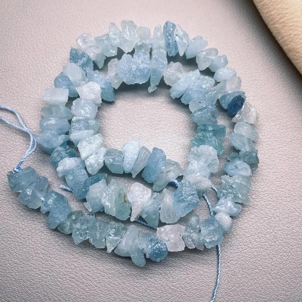 Raw Natural Aquamarine Beads Freeform Rough Nugget Blue Amazonite Gemstone 16