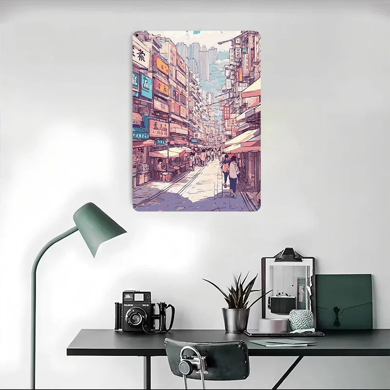 هونغ كونغ شارع 10 أفق المدينة الألومنيوم معدن المشارك ديكور المنزل علامات معدنية مخصصة ل جدار الفن الديكور الديكور في المنزل