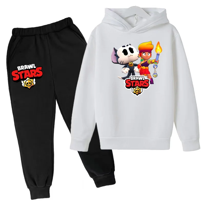 Crianças Anime Game Print Top e Calças Set, 2P Hoodie, moletom, casaco, casaco, casual, bonito, moda, meninos, meninas, criança, 3-12Y