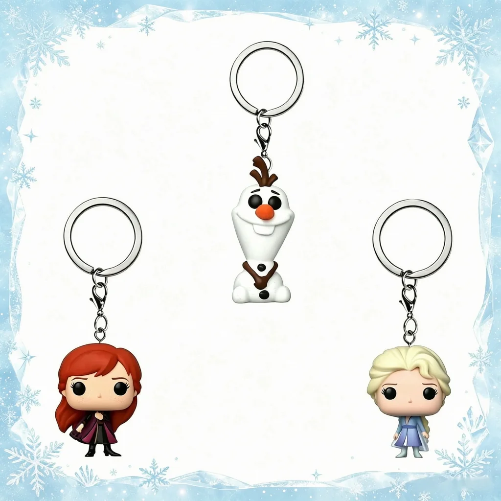 Nuevo Llavero con Figura de Anna, Elsa y Olaf, Mini Figura de PVC, Llavero de Metal, Adorno Colgante para Bolsa, Regalo