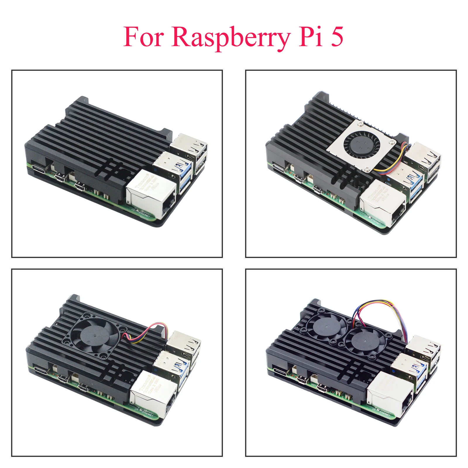 Raspberry Pi case aluminum alloy case cooling protection box with 1/2 PWM fan suitable for Raspberry Pi 5.