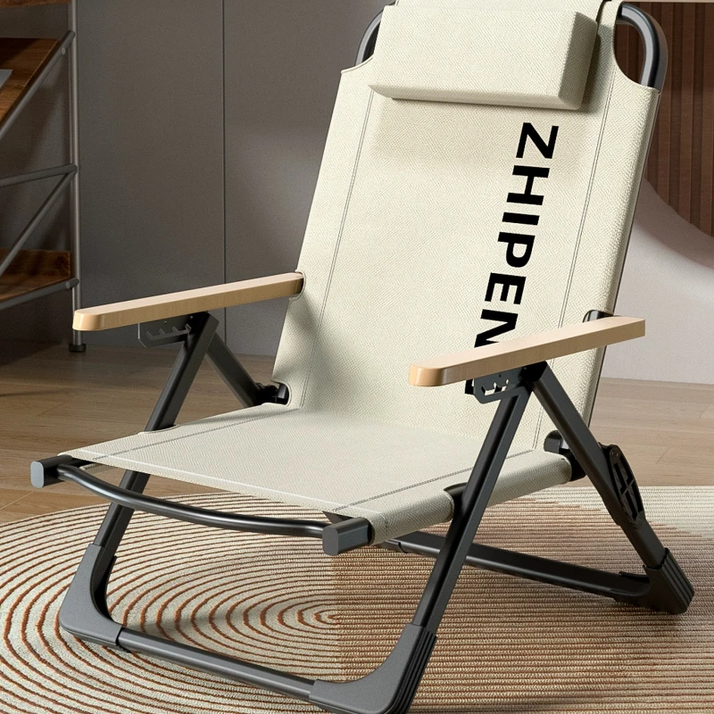 Comfortable and Breathable High Back Balcony Lounge Chair Portable Beach Chair with Armrests Outdoor Leisure Fishing Bench
