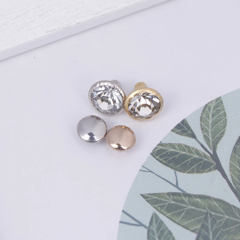 Crystals Glass Rhinestone Rivets Diamond Studs Rapid Rivets For Leather Craft DIY 100Sets 8mm