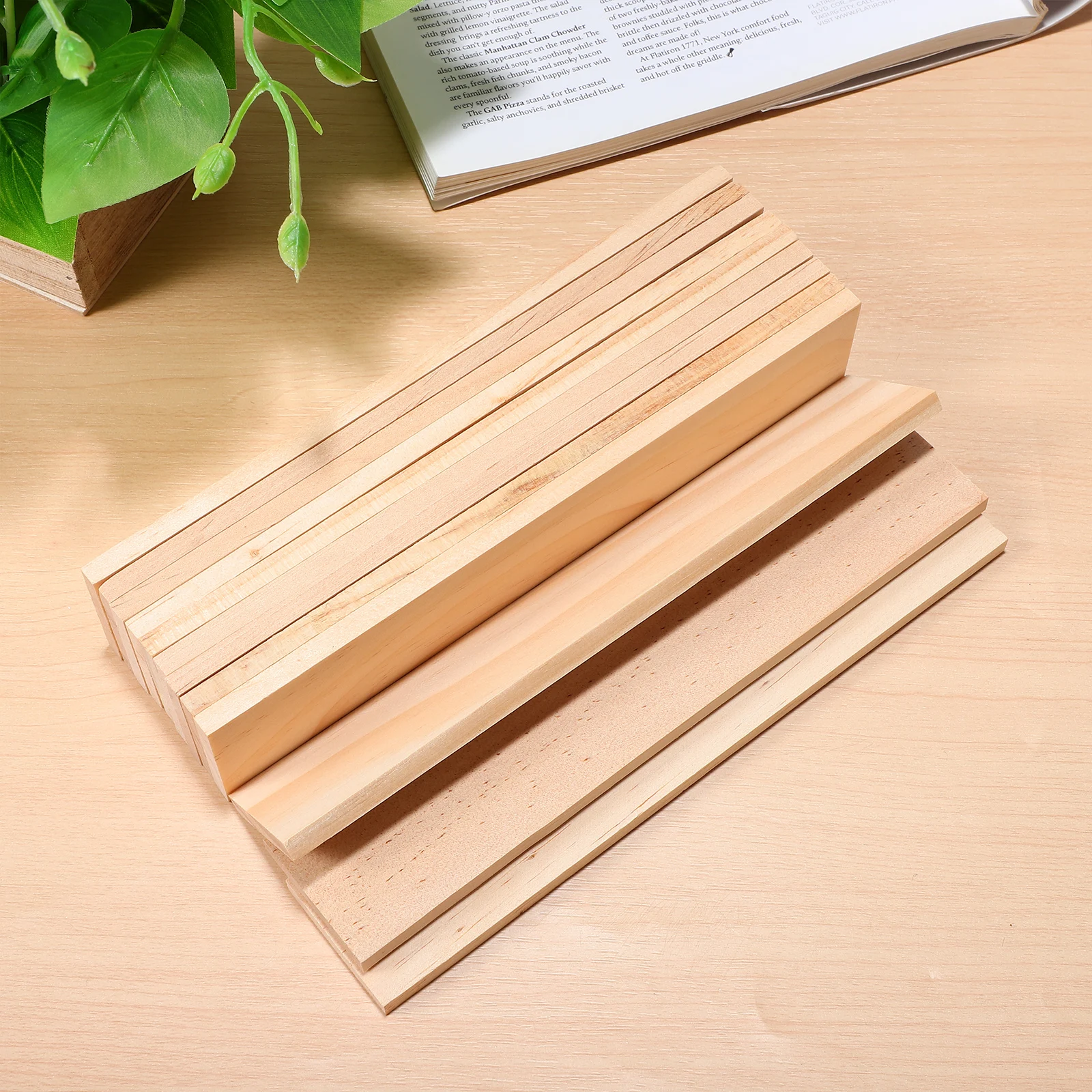 

12 Pcs Pine Wood Board Rectangle Unfinished Blocks Craft Wooden Pieces for Beige