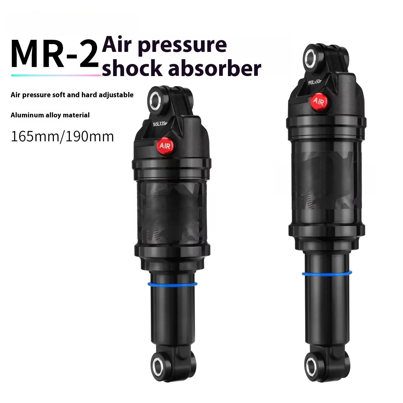 Meroca MR2 165/190mm Bicycle Rear Shock Absorber Enhanced Comfort Stability with Air Pressure Soft Tail for Mountain Bike