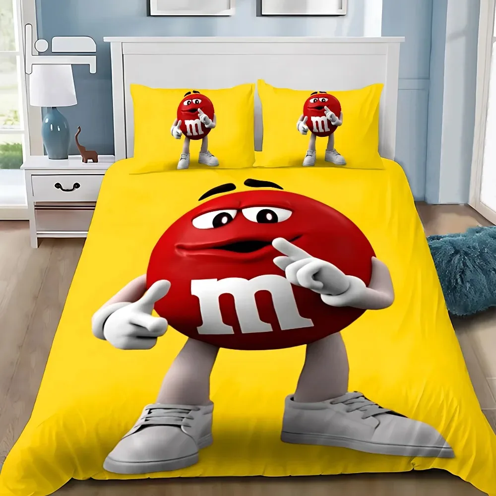 

Изысканные 3D обои M&M, шоколадная цифровая печать, комплект постельного белья, пододеяльник, одеяло, кровать для взрослых, девочек и мальчиков, подарок