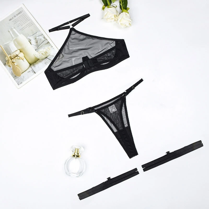 Cosplay Sexy Erotic Lingerie Women See Through Bra And Thong Sets Ultra Thin Transparent Delicate Bra Kit Sexy Lingerie Set image 6