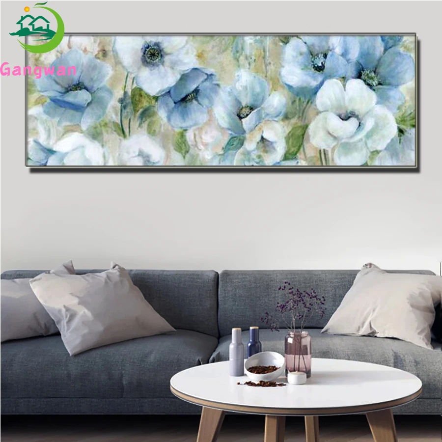 5D DIY square Large Fantasy blue Flowers Diamond Painting full sqaure Stones Diamond Embroidery Full Display 3d diamond abstract