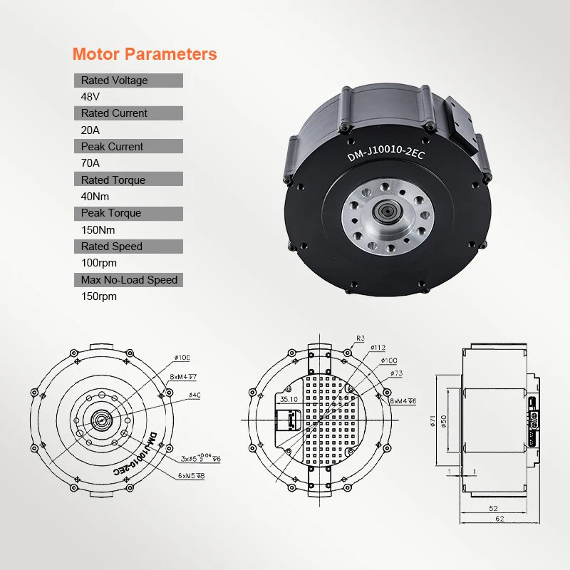 DM10010 2EC DC 40Nm Brushless MIT Drive Servo Joint Module For Robots Gear Reduction Dual Encoders