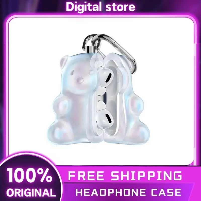 808FC Bear Headphone Case Transparent Hard Rubber Protective Cover AirPods Pro 2 Earphone Case Suitable for AirPods 3/4 Custom