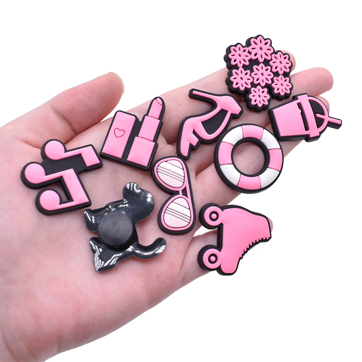 Hot Sales 1Pcs Cute Pink Shoe Charms  Pin for Crocs Accessories Shoe Decoration Kids Adult Christmas Party Gifts