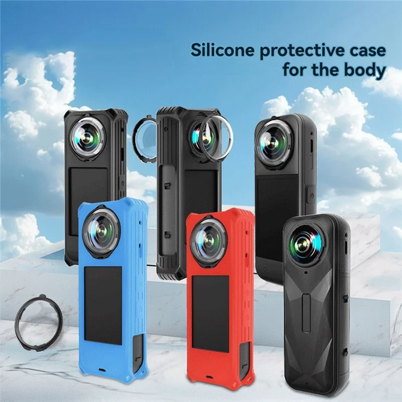 Abjf-para insta360 x5 capa de silicone macio para insta360 x5 silicone capa protetora completa escudo câmera accessorie