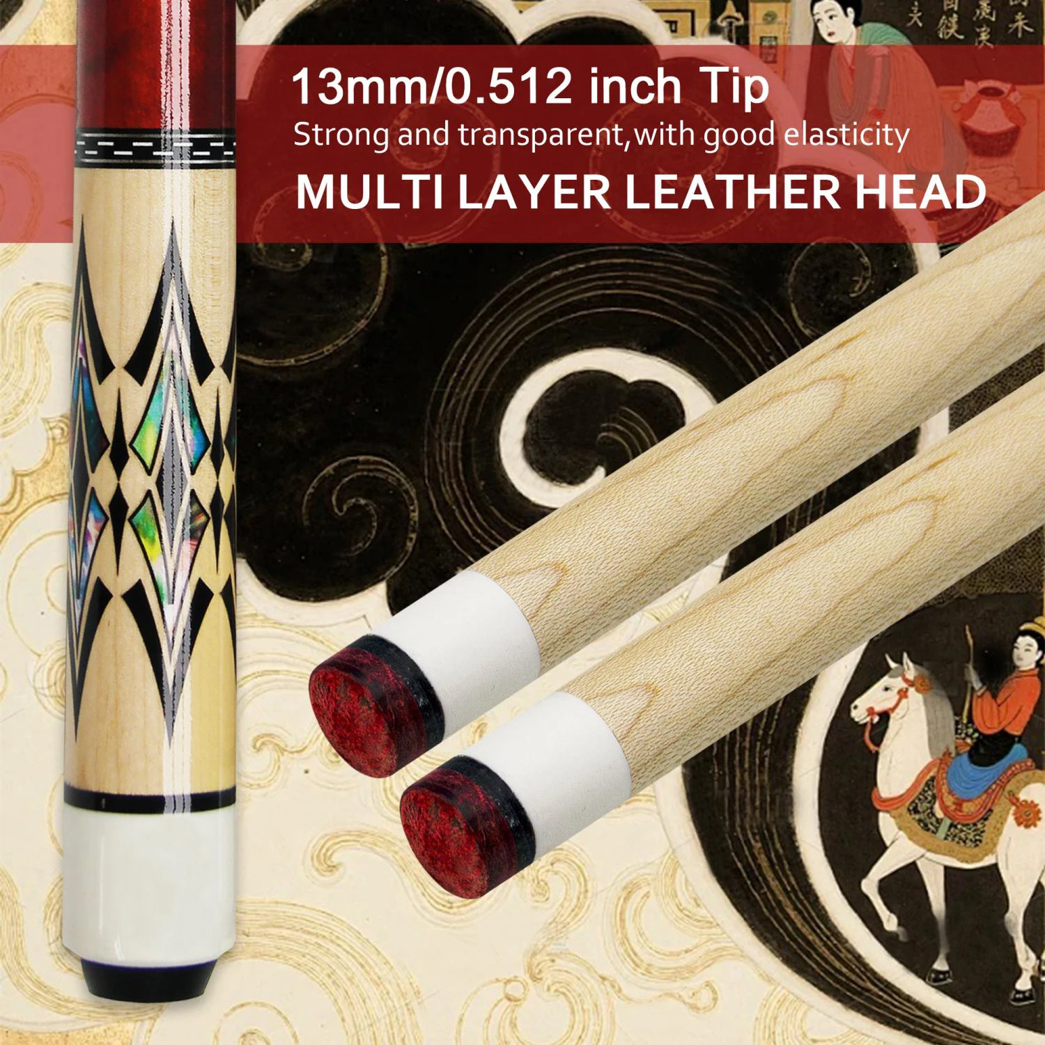 

Cue Stick Pool 13mm Maple Wood Billiard Cue, Dental Joint Utility lab putter for Snooker/9-Ball/3 Cushion, taco de billar