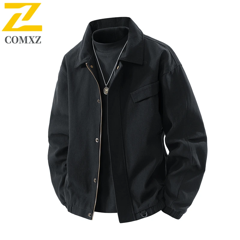 

COMXZ Men Cotton Jacket Windproof Turn Down Collar Outdoor Climbing Hiking Camping Lightweight Coat Spring Autumn Casual Jackets