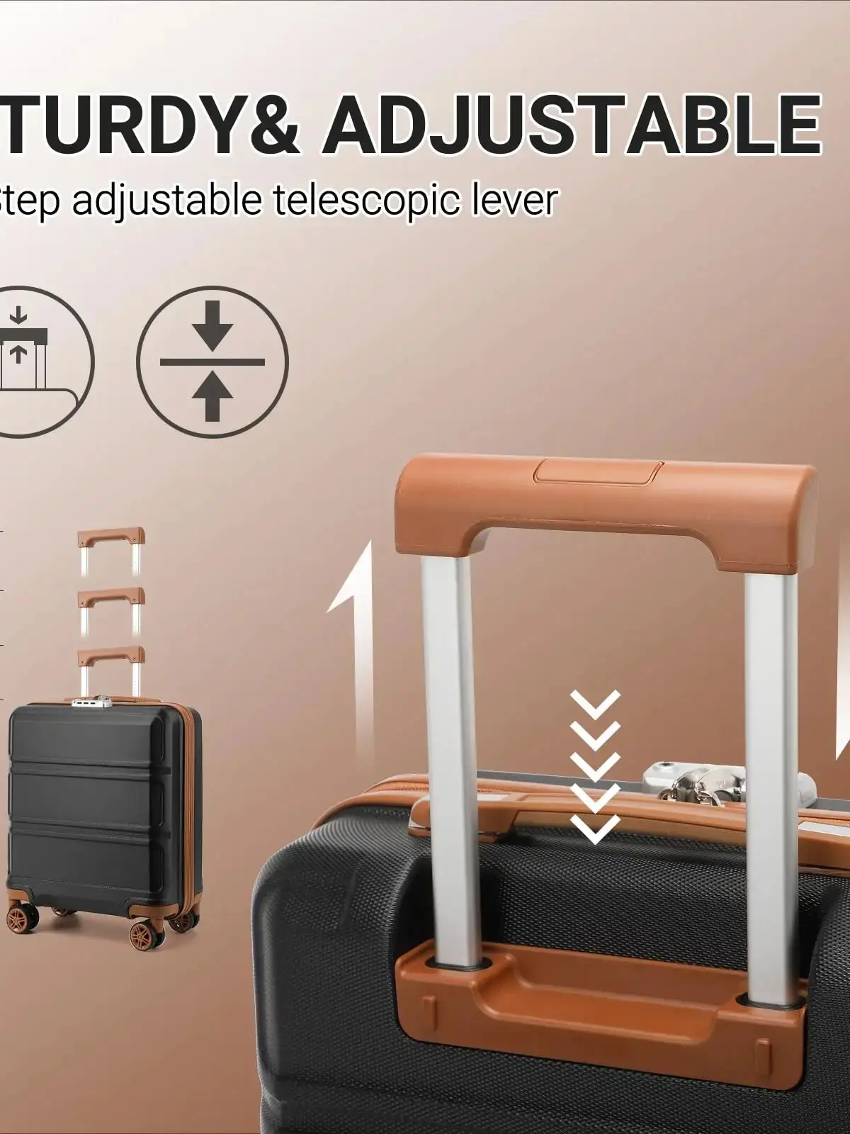 KONO Handgepäck-Koffer 45x36x20 cm – Leichter Hartschalenkoffer mit 4 Rollen & TSA-Schloss, Easyjet-tauglich