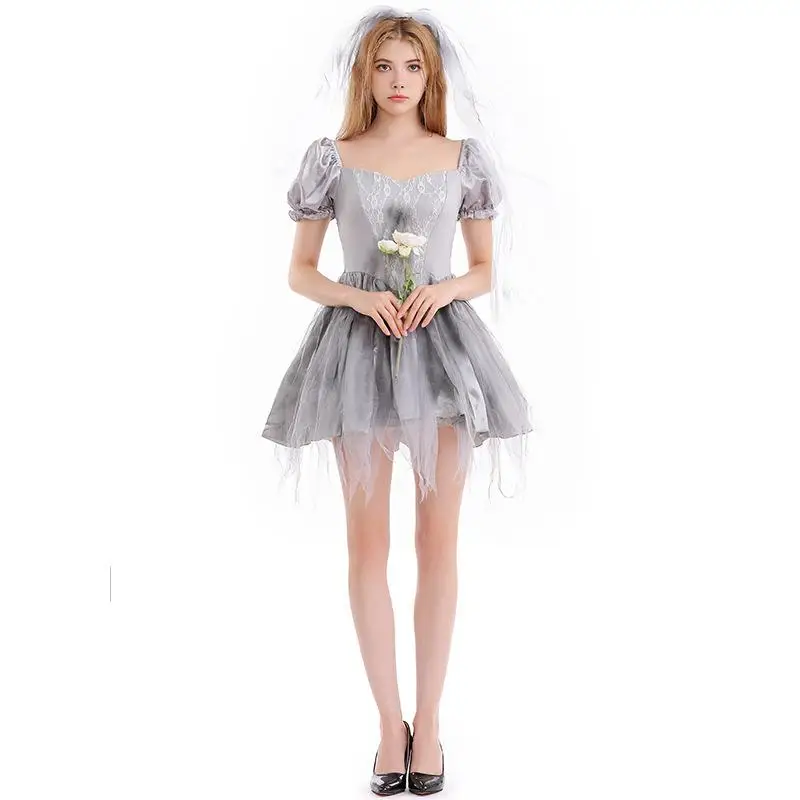 

Adult Women Vampire Zombie Ghost Bride Mesh Dress Cosplay Costume Halloween Party Role Playing Outfit