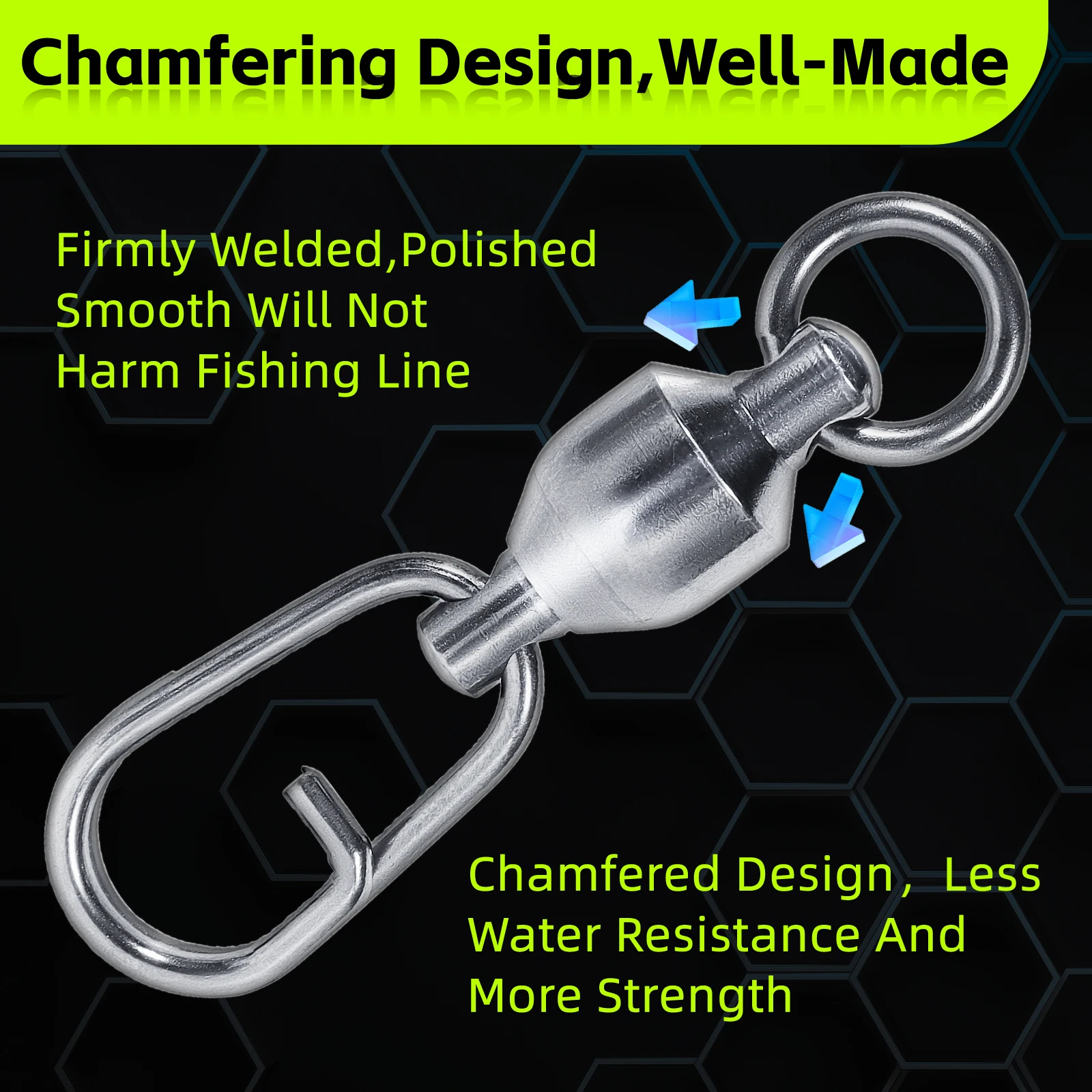 9KM Fishing Swivels Snap Clips Ball Bearing Swivel Saltwater 25~100Pcs Heavy Duty Stainless Steels Fishing Connectors-Exclusive image 3