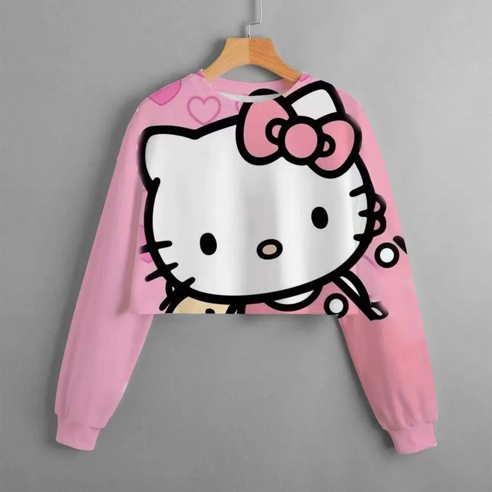 Children\'s Clothing Girls Disney Printed Sweatshirt Hello Kitty Hello Kitty Joint 2024 New Children\'s Round Neck Sweatshirt