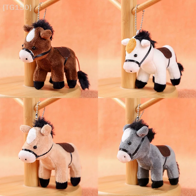 Long-Haired Pony Pendant Keychain, Soft Brown Plush Horse Doll for Girls Bag & Purse Accessories