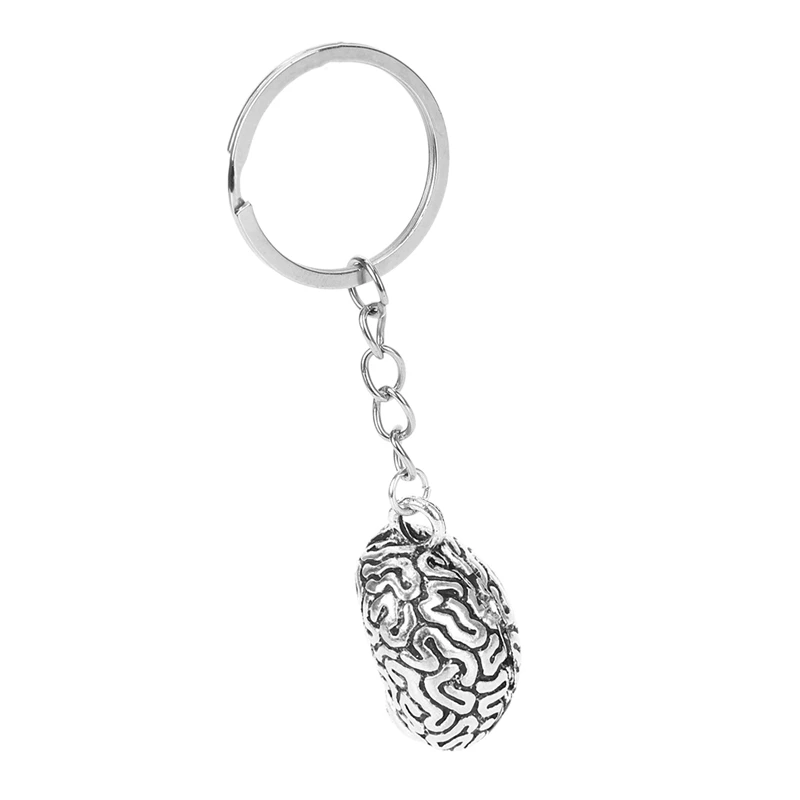 2X Brain Keychain Alloy Smart Brainiac IQ portachiavi Fob Chain Medicine Human