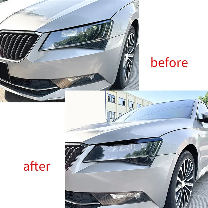 Car Bright Black Headlights Eyebrow Headlight Trim Lid Replacement Accessories For Skoda Superb B8 2016-2018 Car Styling