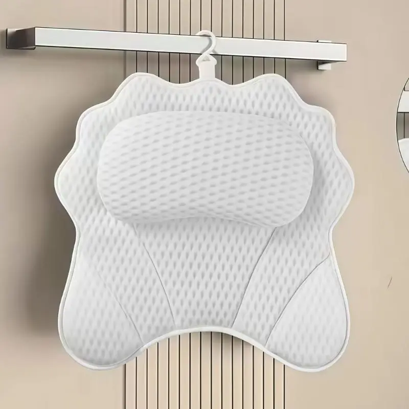 Bequemes Badekissen mit 6 Greifscheiben zur Unterstützung von Kopf und Schulter, weiche Stoffauflage zum entspannenden B03E – Detail 7