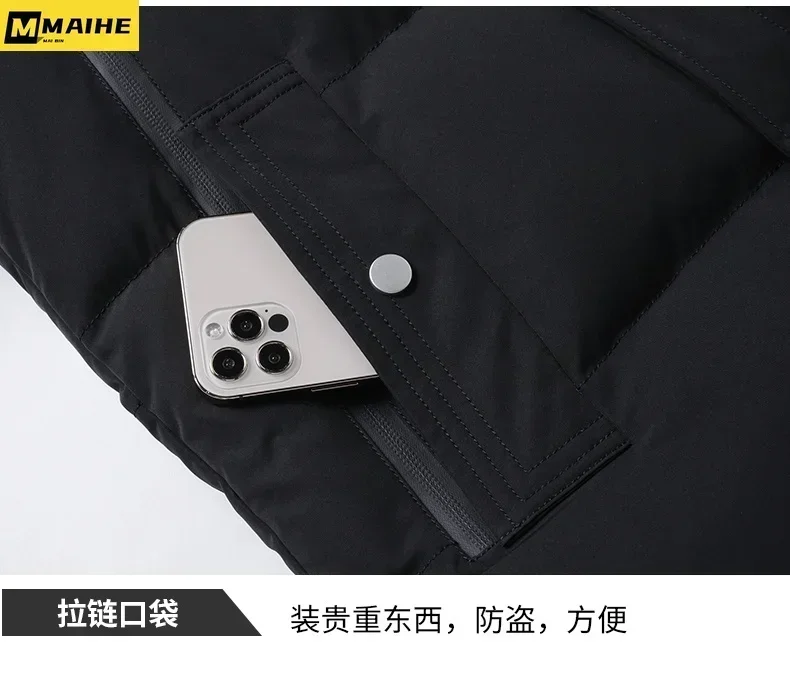 Manteau long rembourré léger pour hommes, veste de marque pour hommes, manteaux en coton chaud, vêtements à capuche monochromes, mode coréenne