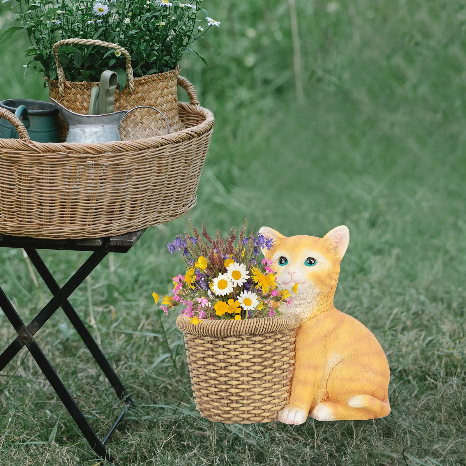 

1 шт. Изысканный реалистичный цветочный горшок в форме кошки из смолы, мультяшный кашпо в виде животного для суккулентов, украшение для рабочего стола, дома, офиса, из смолы