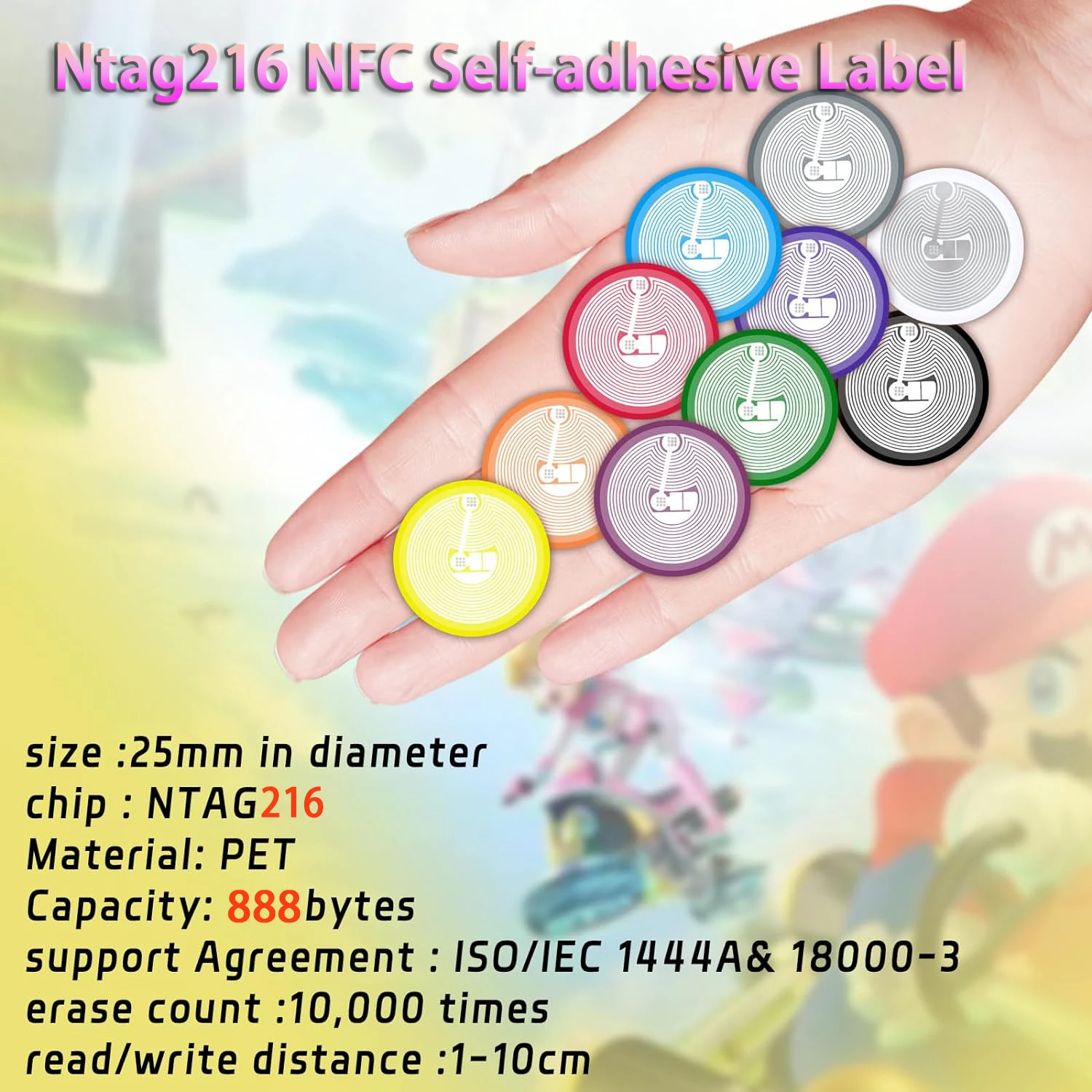 888Bytes NFC 216, черная бирка 13,56 МГц, ISO14443A, 504 байт, черная наклейка Ntag216, Зеркальная Наклейка для всех смартфонов, Клейкая Этикетка