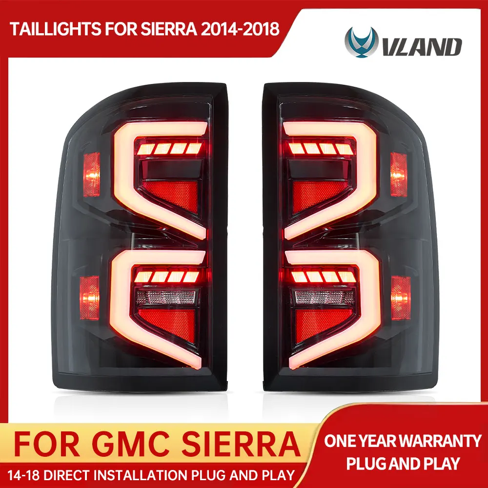 VLAND Tail Lights Assembly For 2014-2018 GMC SIERRA LED Tail Lamp For pick-up truck Sequential Turn Signal