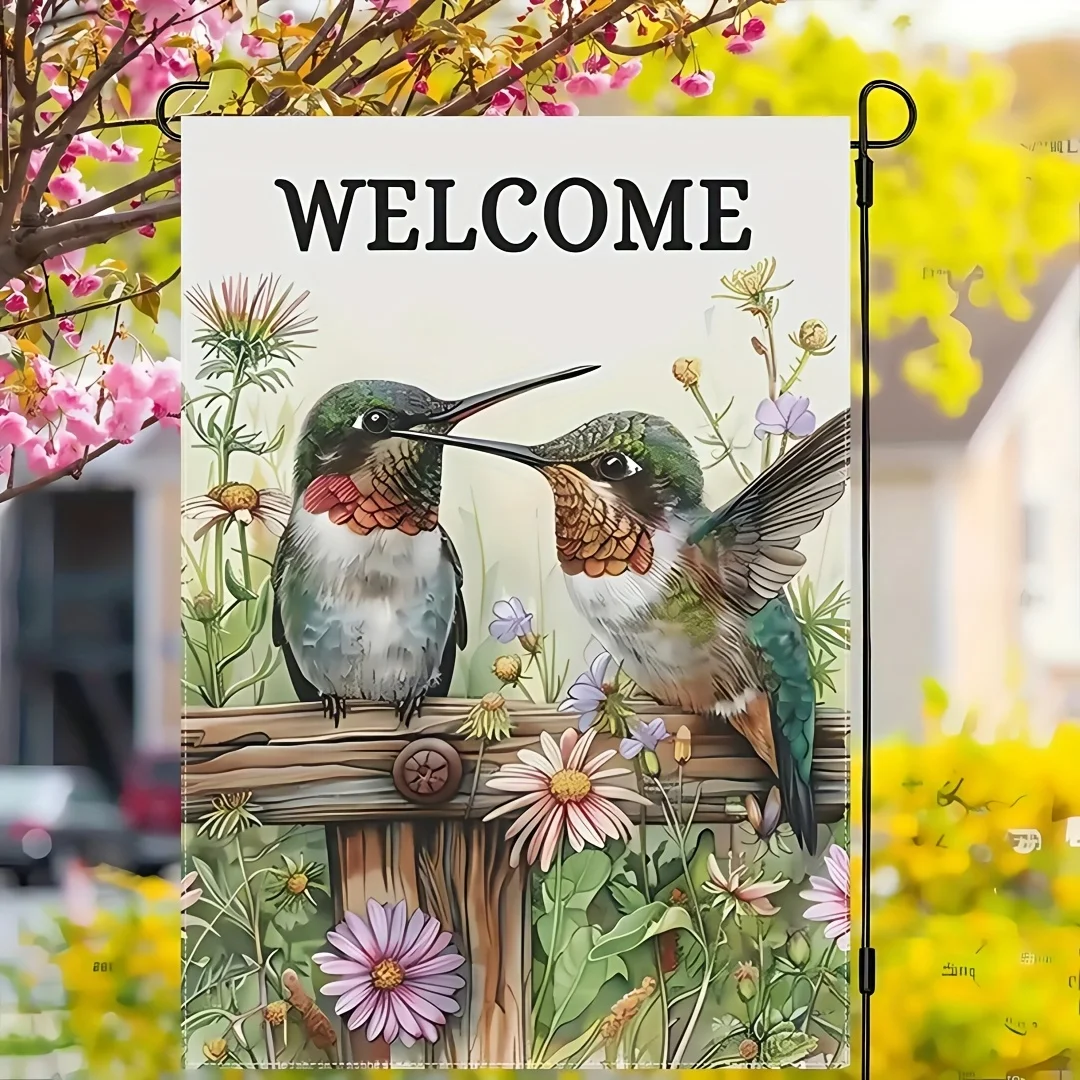 علم حديقة الترحيب من VIKAMA مزدوج الجوانب مقاوم للماء ومتين موسميًا للديكور الخارجي لتزيين حديقة الفناء الخارجي #4