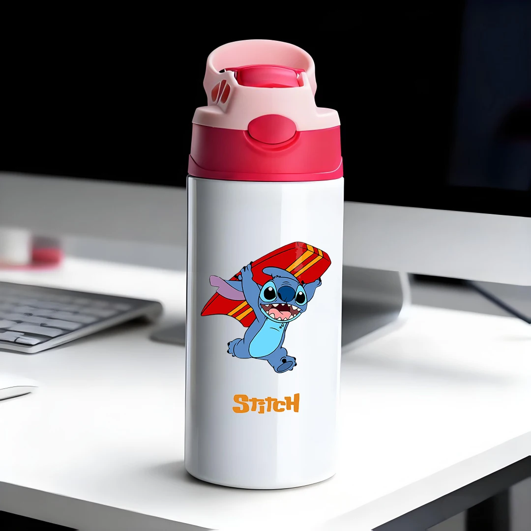 

Disney Mickey Mouse Insulated Cup with Red Surfboard and Orange STITCH Logo 304 Stainless Steel Cartoon Straw Cup for Kids New