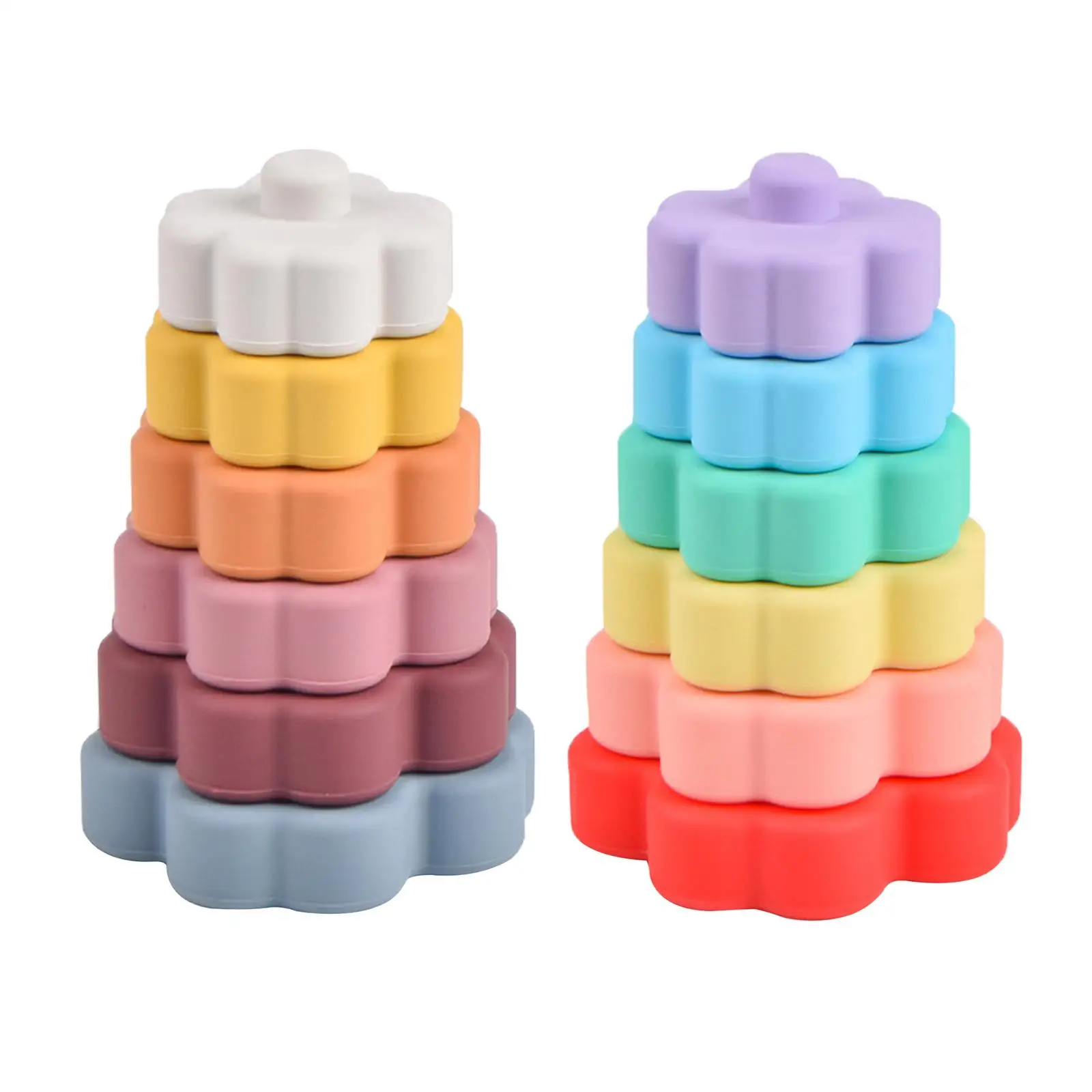 Silicone Stacking Toy Flower Shape Soft Block for Educational Toy