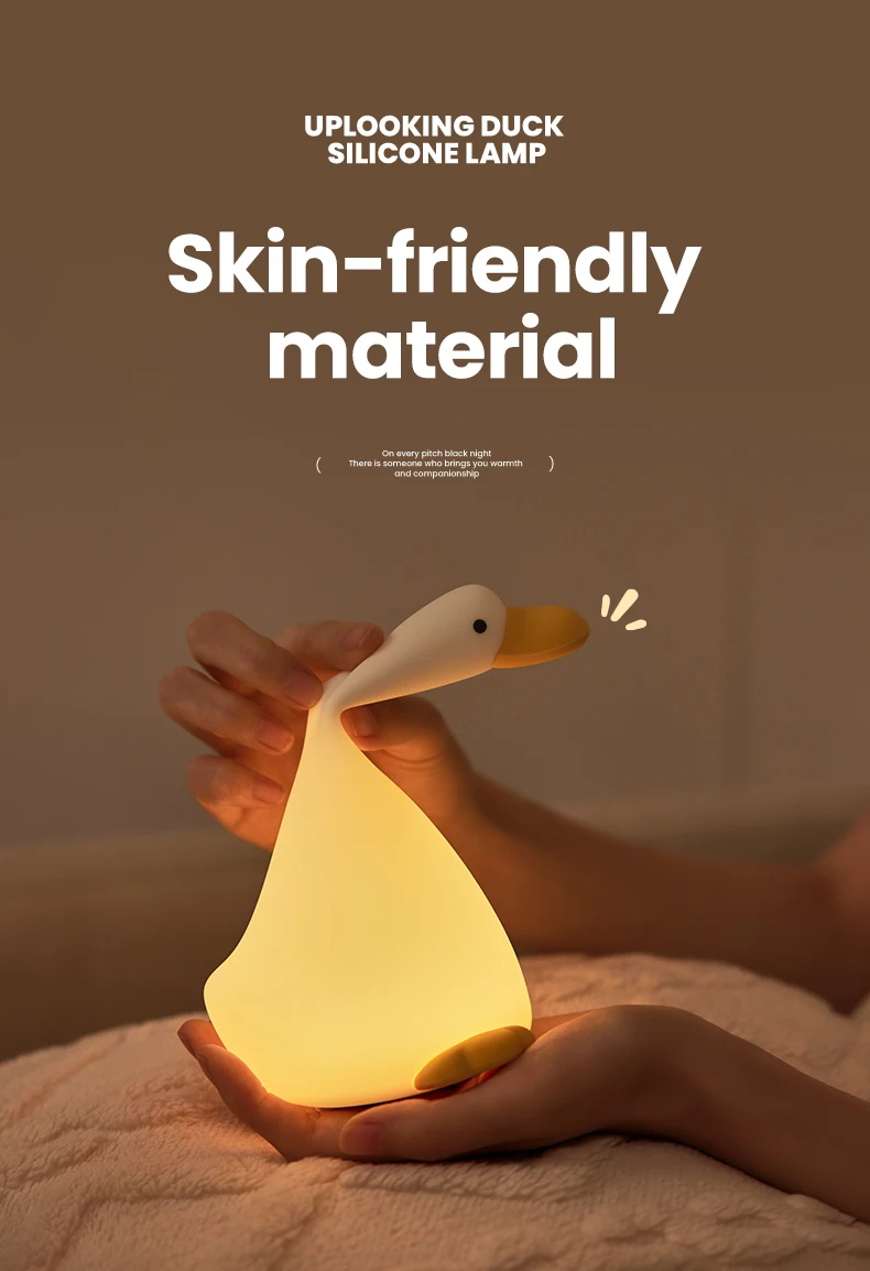 Rechargeable LED Night Light Duck Patting Silicone Lamp Cute Children Nightlights for Home Bedside Room Decor Birthday Gift