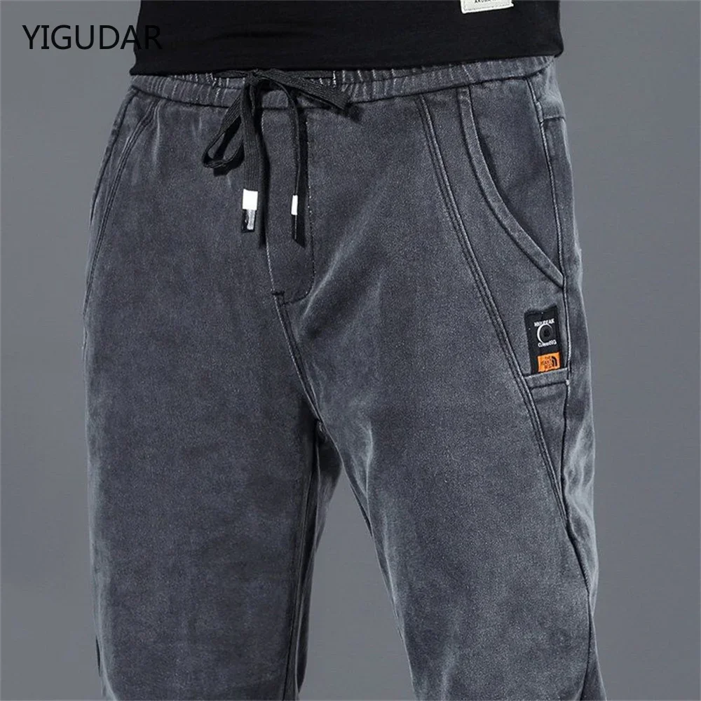 

2024 New Hip Hop Harem Jeans Pants Men Loose Joggers Denim Casual Sweatpants Korea Ankle Length Trousers Streetwear Male Clothes