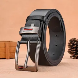 Fashion Casual Luxury Men's Metal Pin Buckle Belt，High-Quality PU Leather Belt Plus Size - Versatile for Jeans, Work&Casual Wear