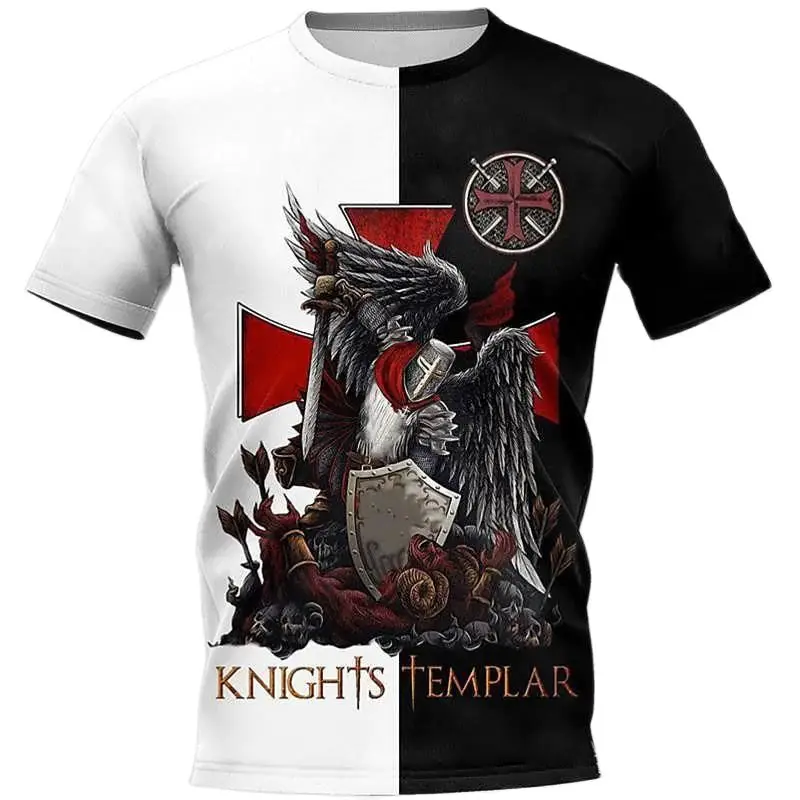 Funny Crusader Knights 3D Print Men's T Shirt Casual O-neck Short Sleeve Tops Fashion Street Vintage Clothes Oversized T-shirts