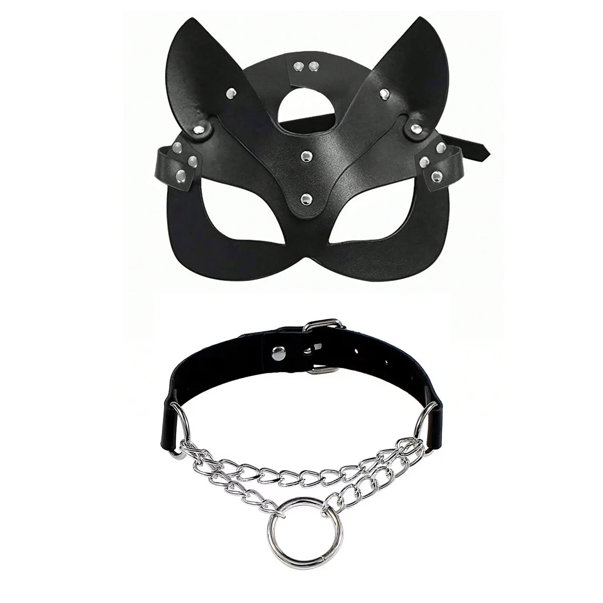 

2pcs Face Decoration Strap Adjustable Leather Charm Cute Fox Cat Face Mask Alternative Adult Clothing Accessories