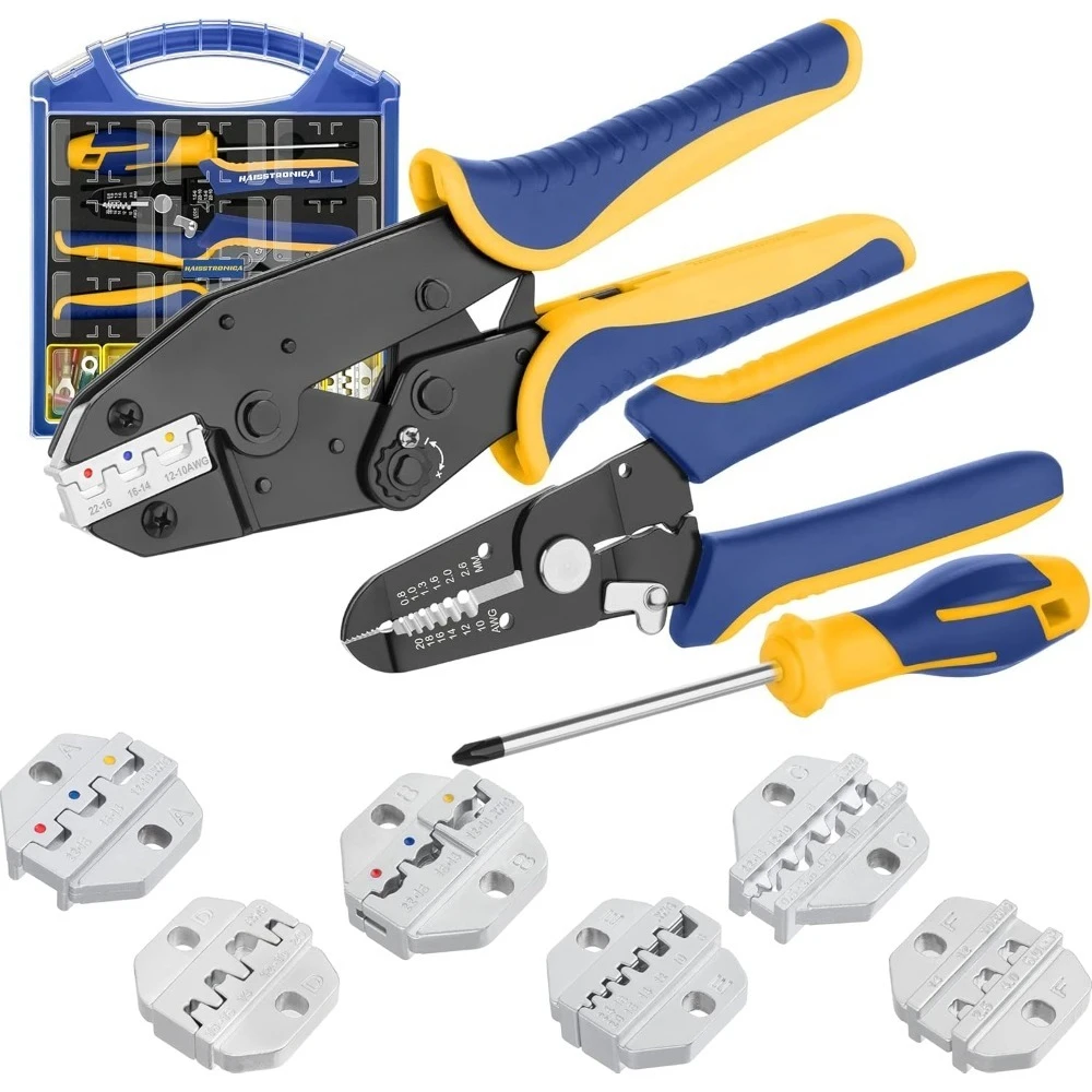 

Crimping Tool Set - 6PCS Crimping Die for Heat Shrink,Insulated Nylon,Non-Insulated,Ferrule Wire End,Open - NEW