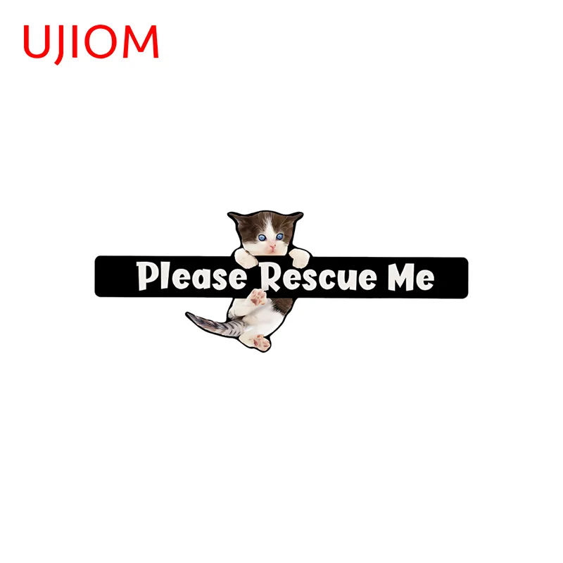 UJIOM Cute Cat Please Rescue Me Warning Sticker Waterproof Edgy Creative Toilet Veneer Decal Suitable For High Quality DIY Decor
