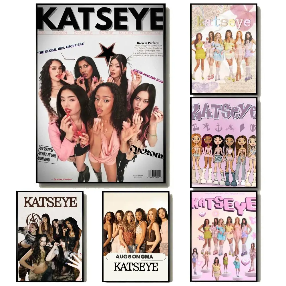 Pop Girl Group K-KATSEYE Poster Modern Minimalist Wall Art Prints for Home Decor Interior Bedroom Living Room