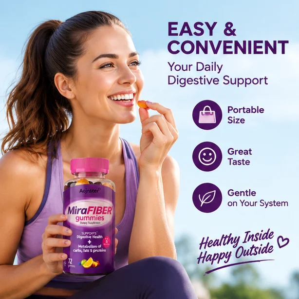 Chewable Fiber Gummies, Support Metabolism of Carbs Fats & Proteins, Tasty Fruit Flavor, Daily Fiber Supplement